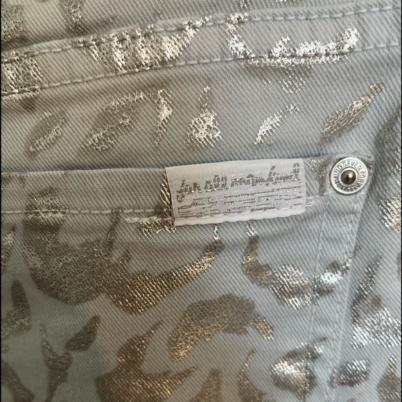 7 For All Mankind Metallic Skinny Foil Print Jeans - Picture 4 of 9